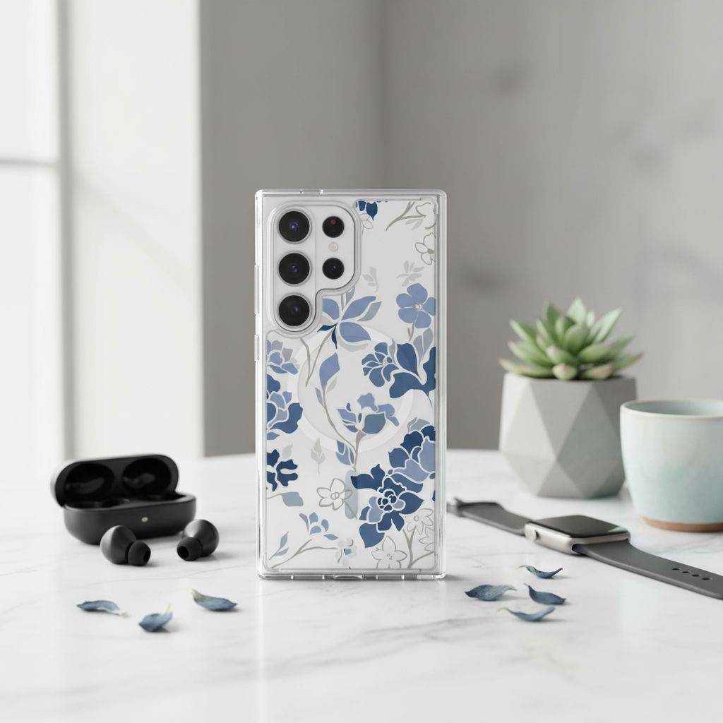 Samsung Galaxy S26 Ultra Blue Pattern Clear Case