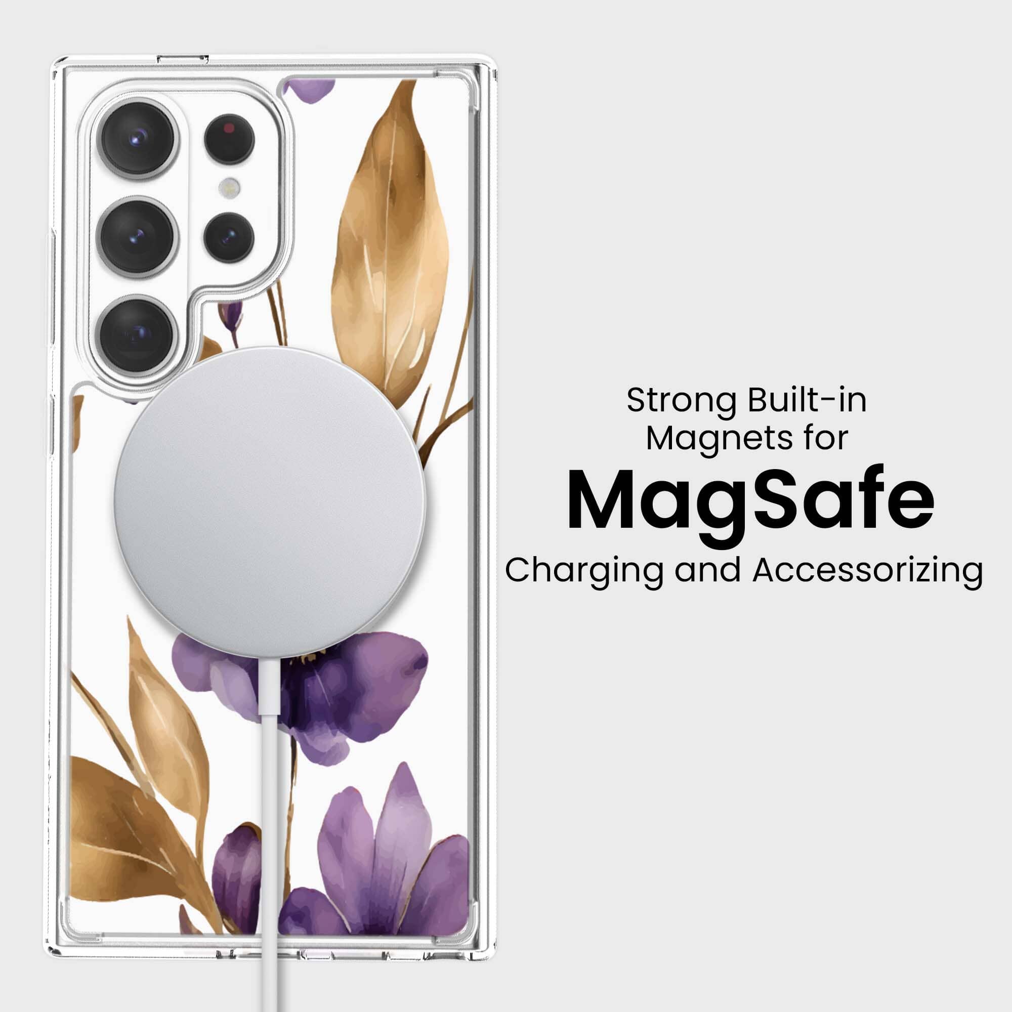 Samsung Galaxy S26 Ultra Clear Design Case - Purple Wildflower