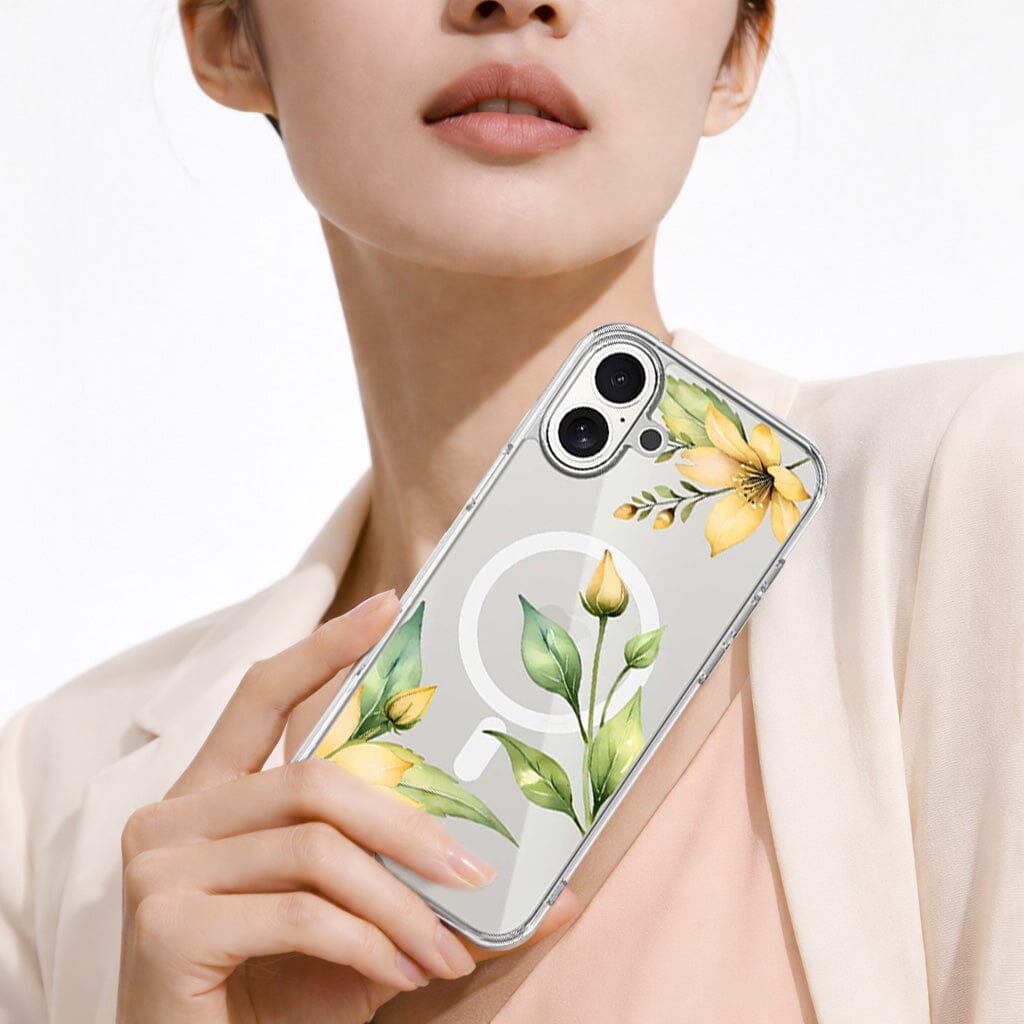 MagSafe iPhone 17 Yellow Wildflower Clear Case