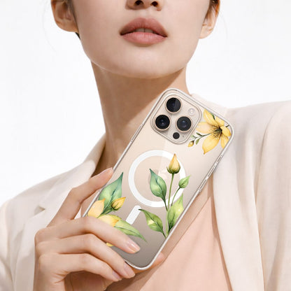 MagSafe iPhone 16 Pro Max Yellow Wildflower Clear Case