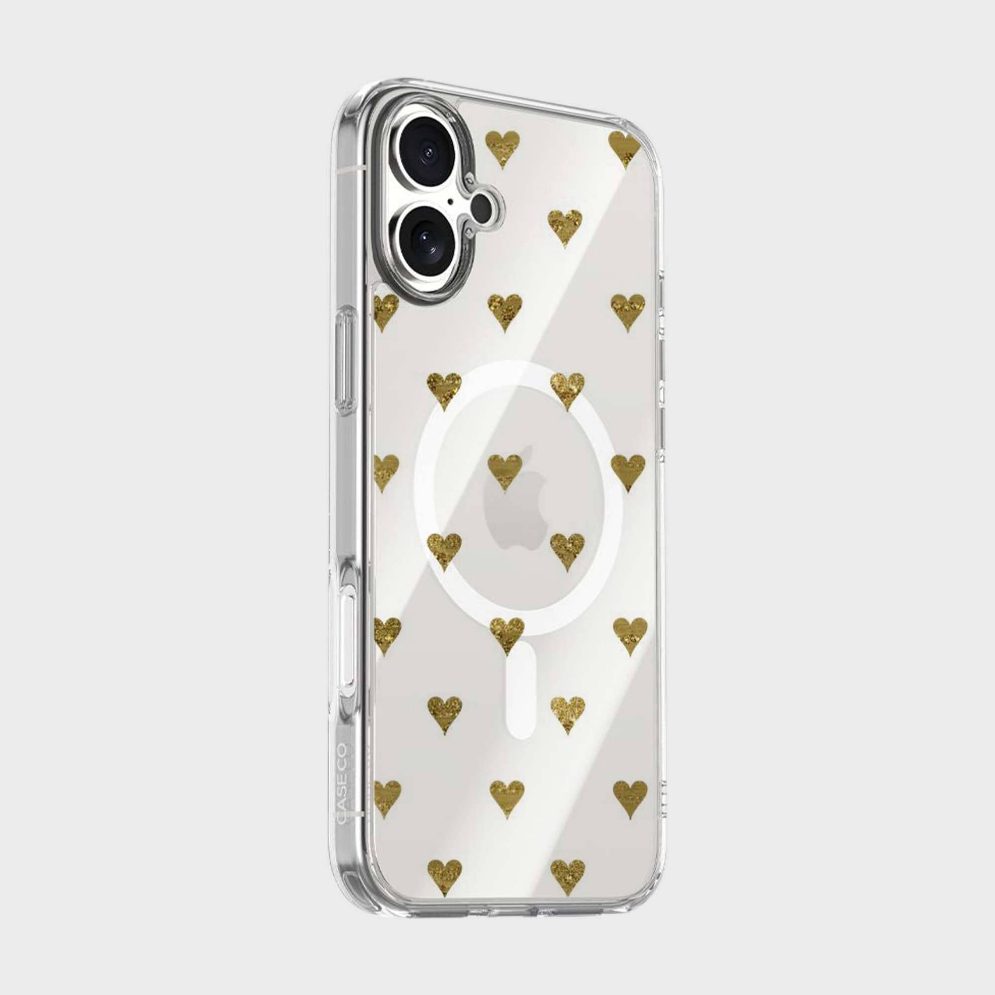 MagSafe iPhone 17 Gold Hearts Clear Case