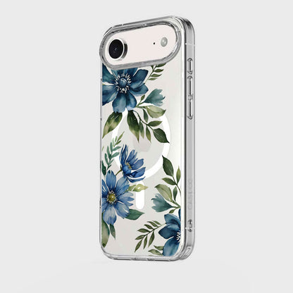 iPhone Air Blue Floral Clear Case With MagSafe