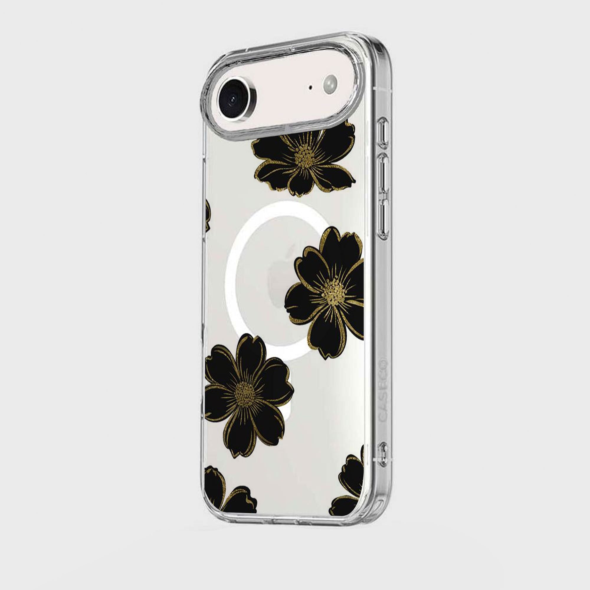 iPhone Air Black Flower Clear Case With MagSafe