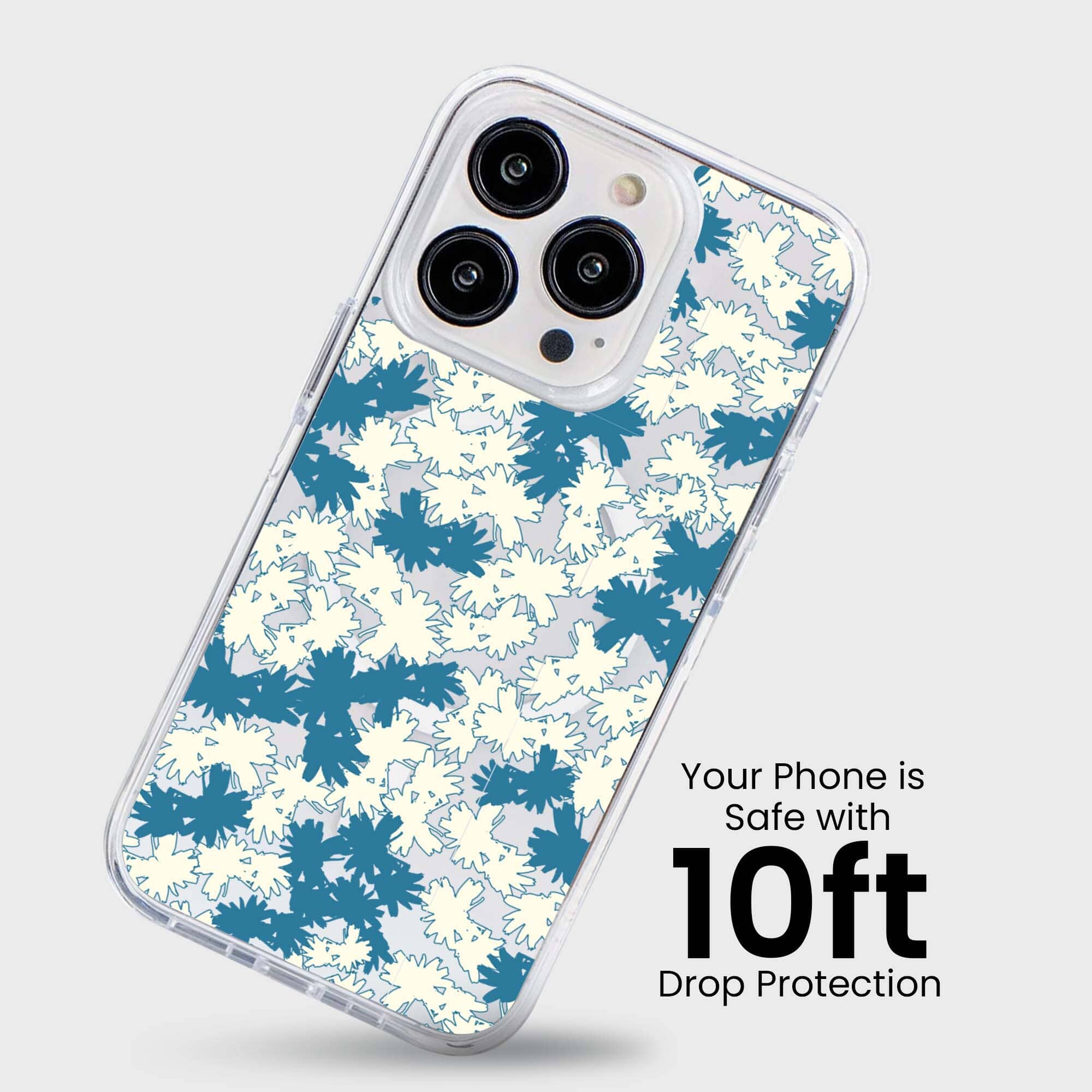 iPhone 15 Pro Clear Case - Blue Dandelion Design