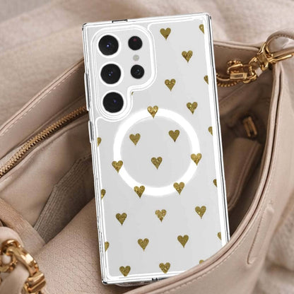 Samsung Galaxy S25 Ultra Gold Hearts Clear Case