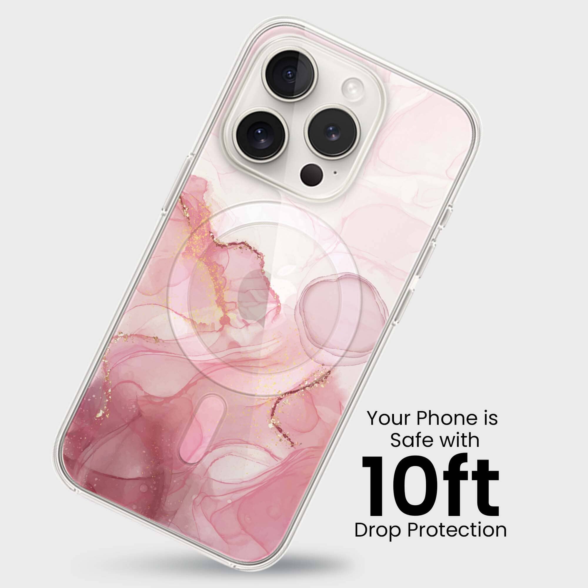 iPhone 15 Pro Case With MagSafe - Pink Marble