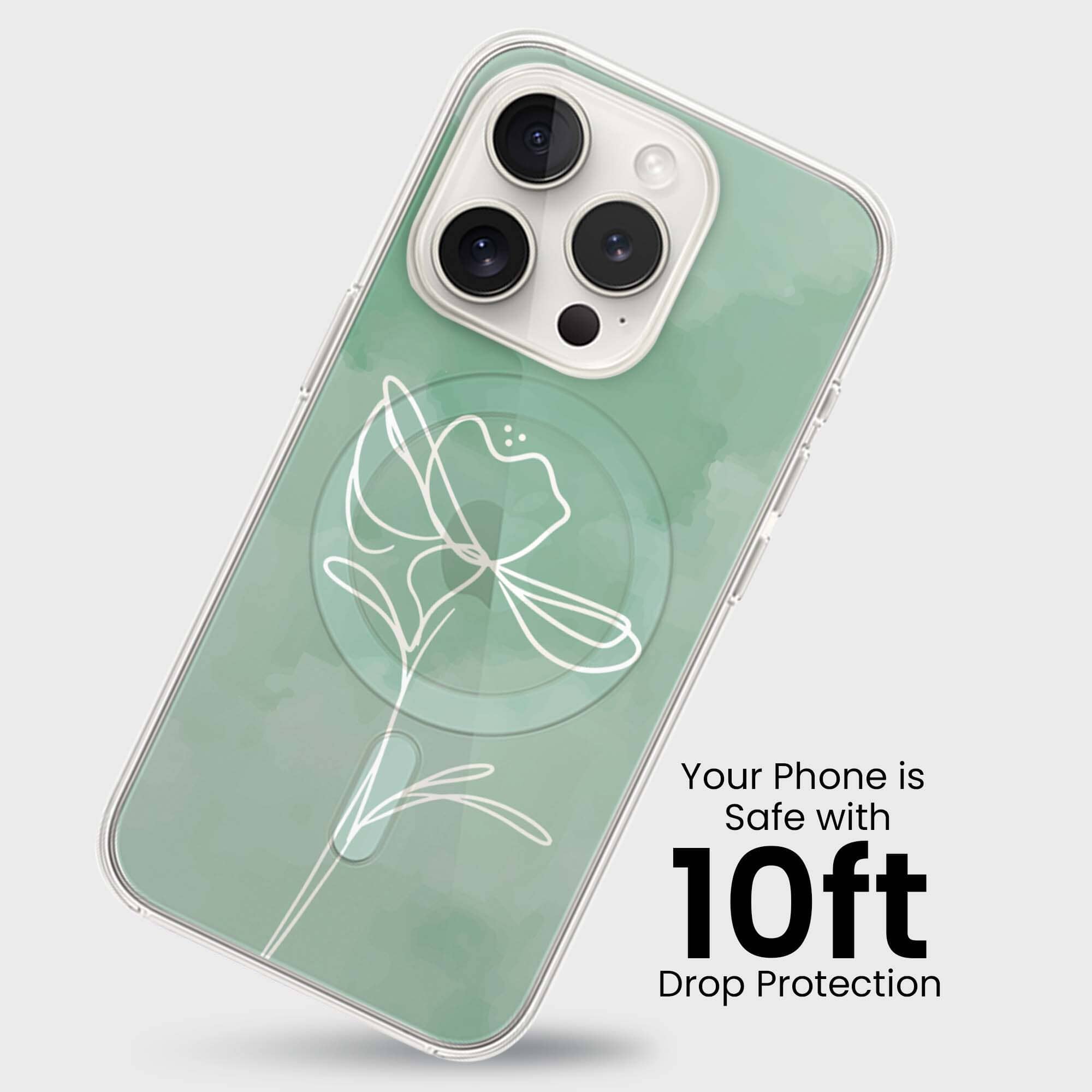 iPhone 15 Pro Case With MagSafe - Green Flower