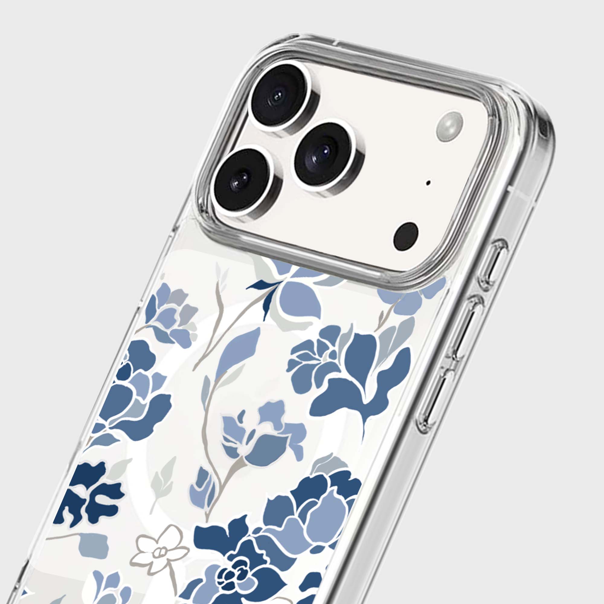MagSafe iPhone 17 Pro Blue Pattern Clear Case