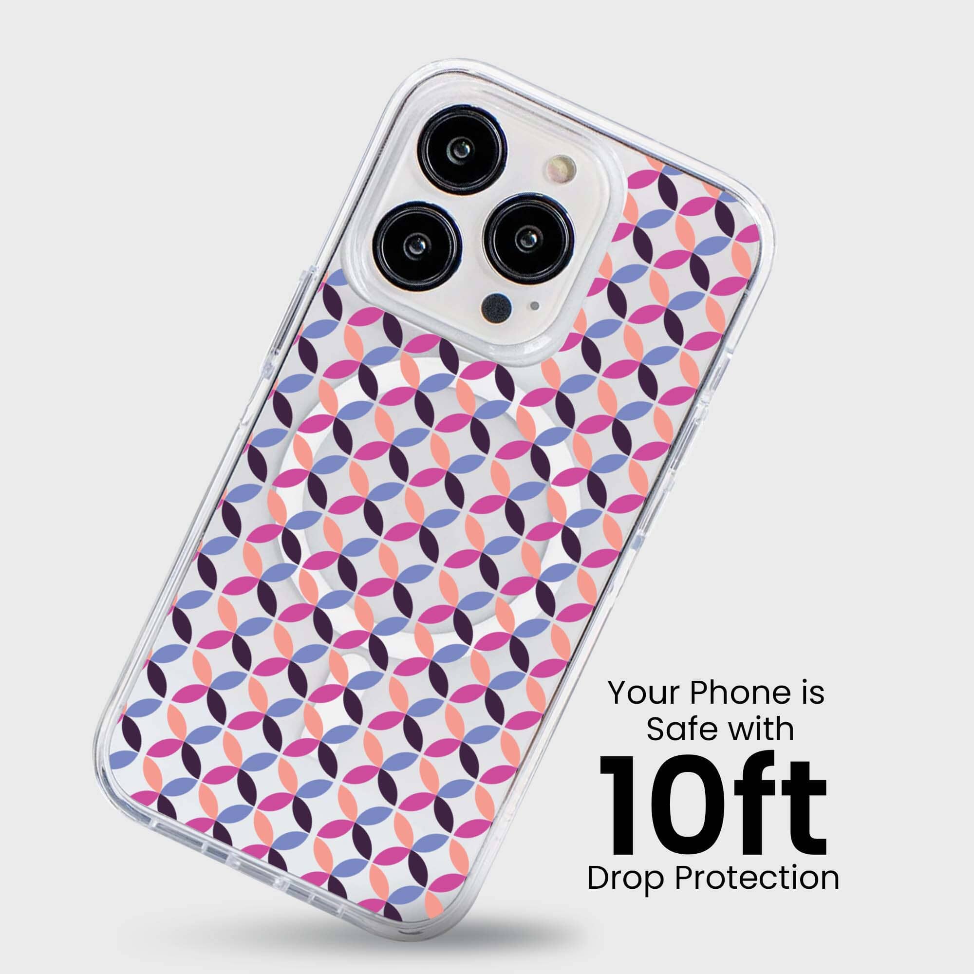 iPhone 15 Pro Clear Case - Pink Celestial Petal Design