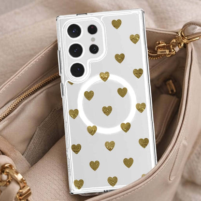 Samsung Galaxy S25 Ultra Gold Plum Heart Clear Case