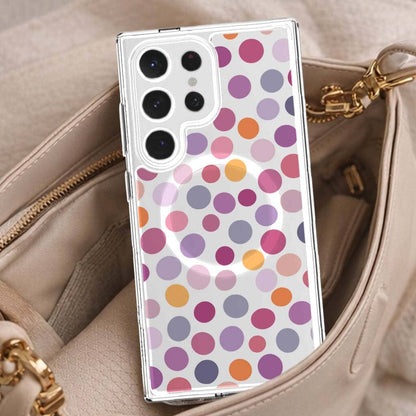 Samsung Galaxy S25 Ultra Purple Polka Dots Clear Case