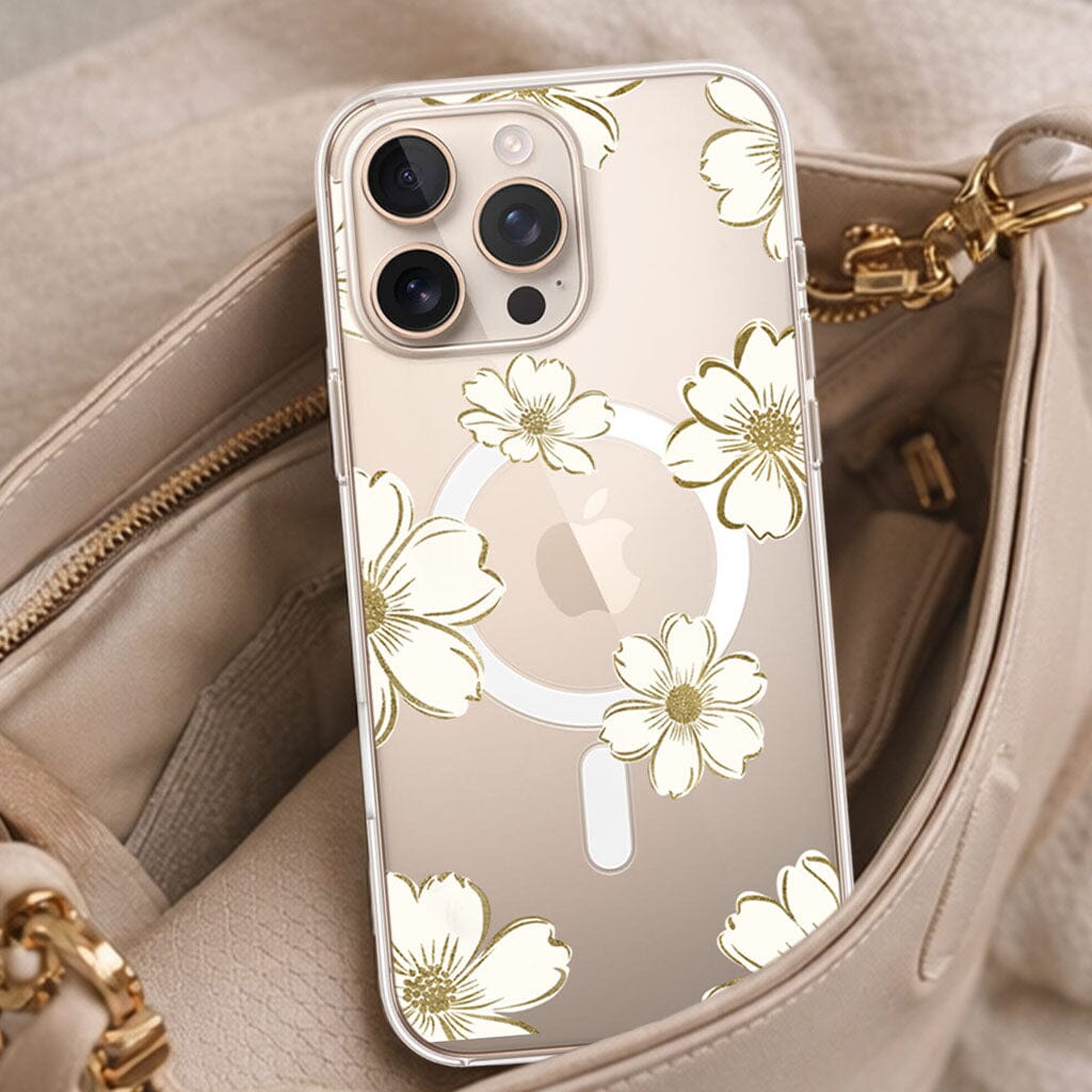 MagSafe iPhone 16 Pro Gold Pattern Clear Case