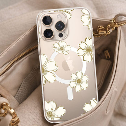 MagSafe iPhone 16 Pro Gold Pattern Clear Case