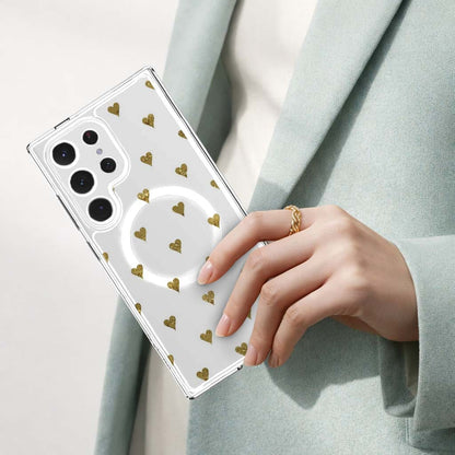 Samsung Galaxy S25 Ultra Gold Hearts Clear Case