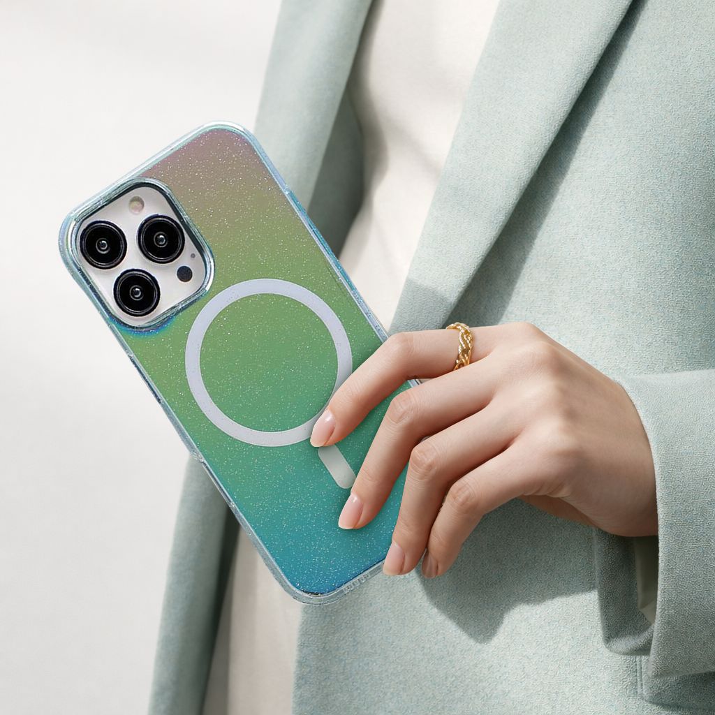 iPhone 16 Pro Max Anti-Yellow Glitter Clear Case with MagSafe