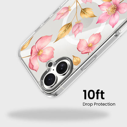 MagSafe iPhone 17 Pink Wildflower Clear Case