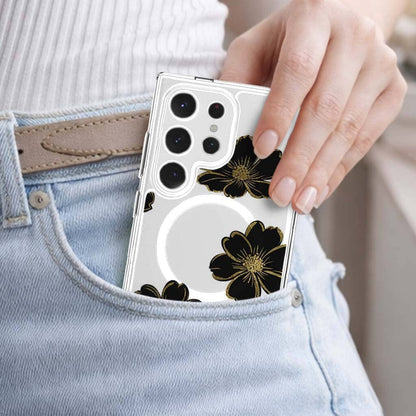 Samsung Galaxy S25 Ultra Black Flower Clear Case