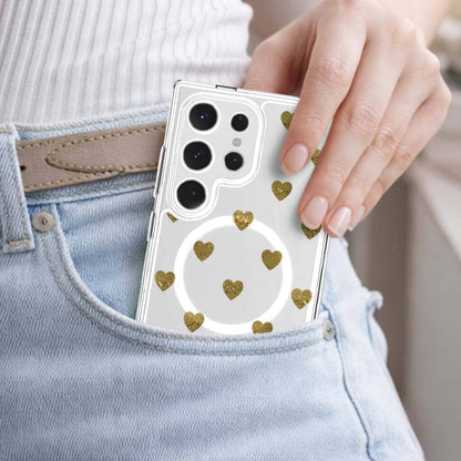 Samsung Galaxy S25 Ultra Gold Plum Heart Clear Case