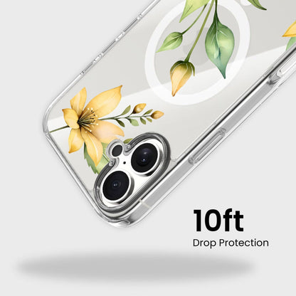 MagSafe iPhone 17 Yellow Wildflower Clear Case