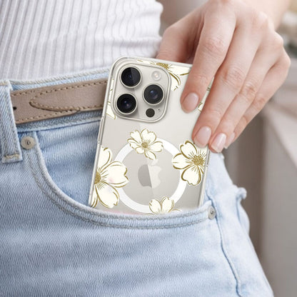 MagSafe iPhone 16 Pro Gold Pattern Clear Case