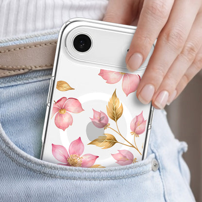 iPhone Air Pink Wildflower Clear Case With MagSafe