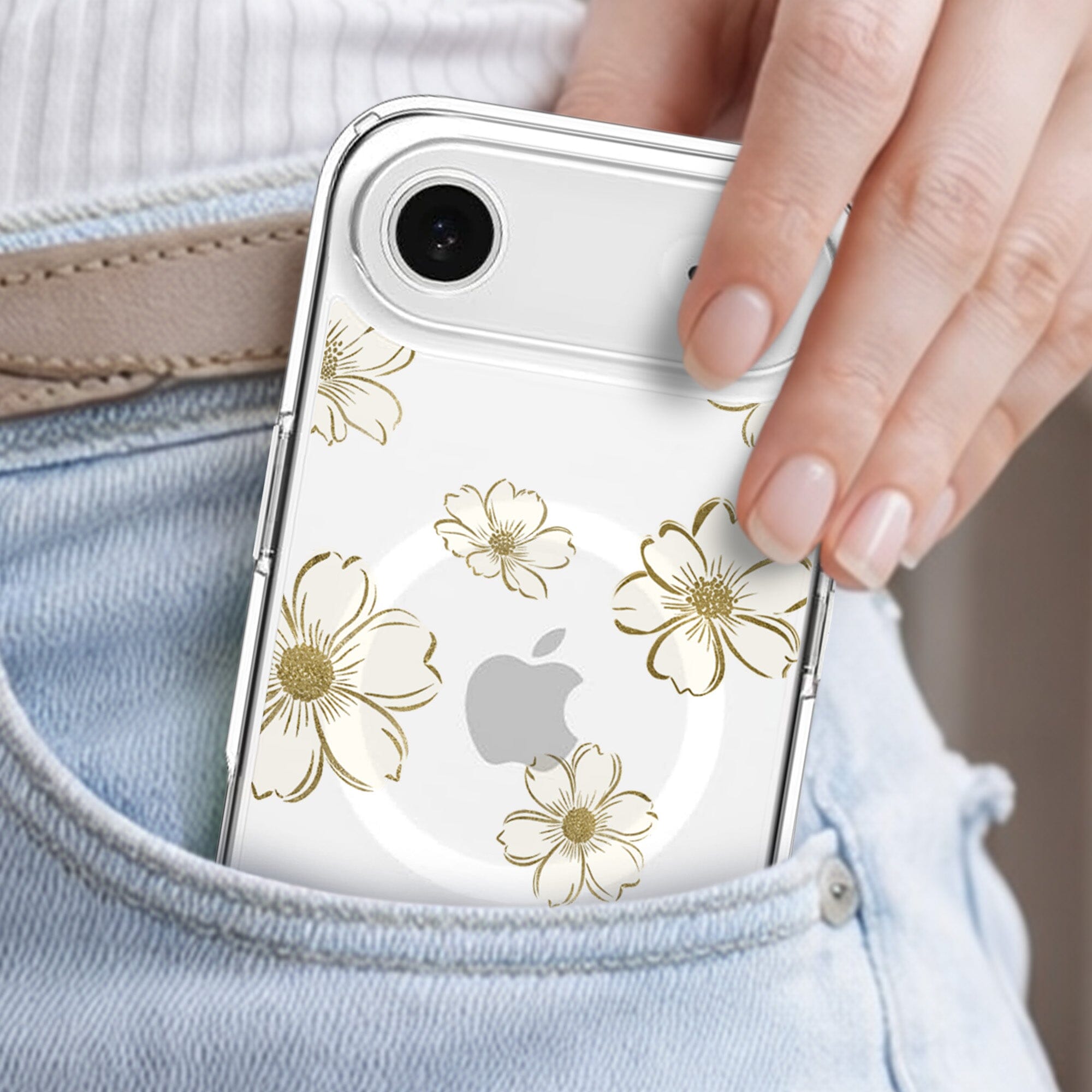 iPhone Air Gold Pattern Clear Case with MagSafe | 10‑ft Drop