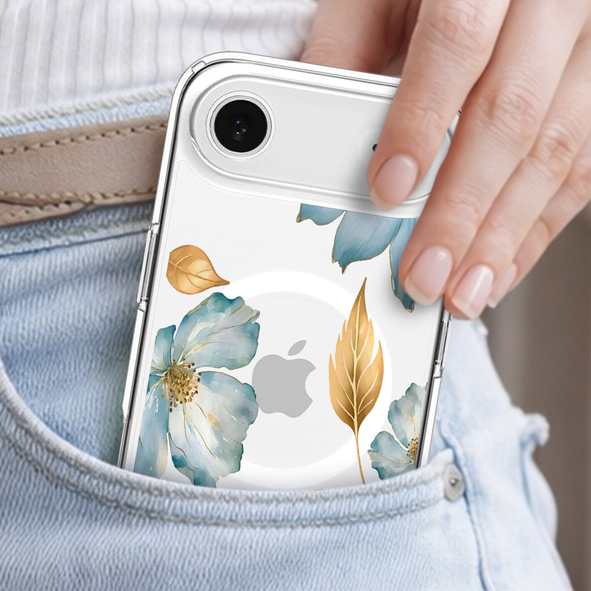 iPhone Air Blue Wildflower Clear Case With MagSafe