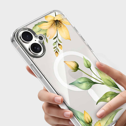 MagSafe iPhone 17 Yellow Wildflower Clear Case