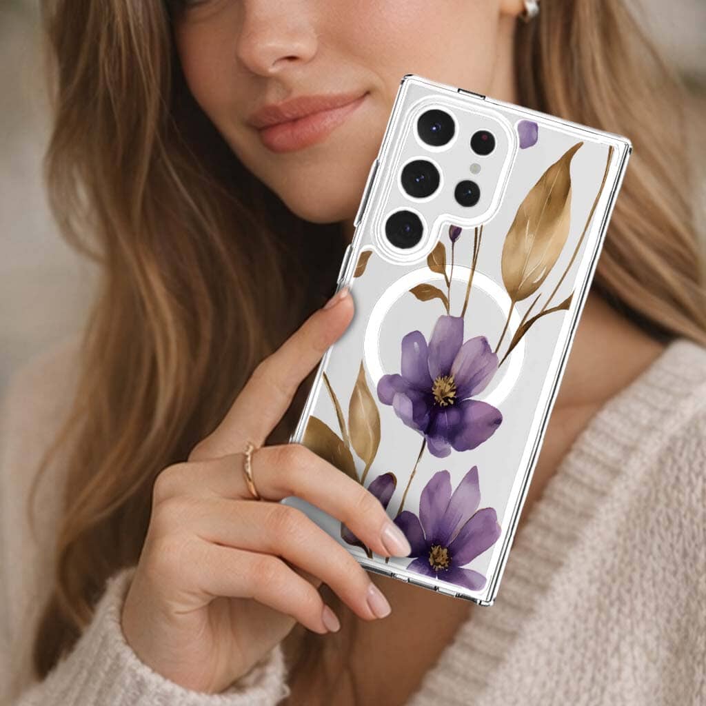 Samsung Galaxy S25 Ultra Clear Design Case - Purple Wildflower