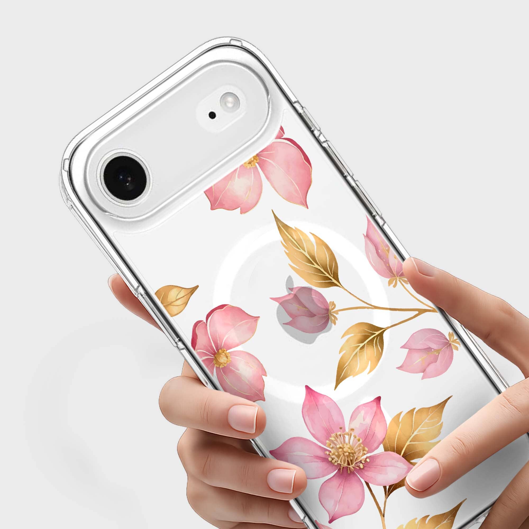 iPhone Air Pink Wildflower Clear Case With MagSafe