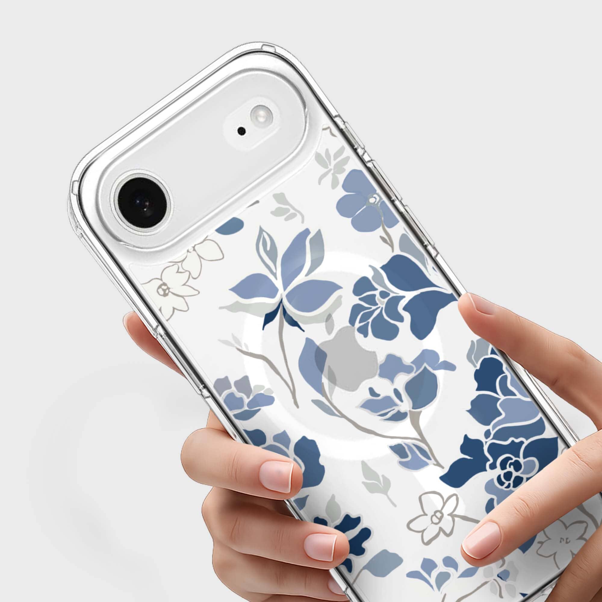 iPhone Air Blue Pattern Clear Case With MagSafe