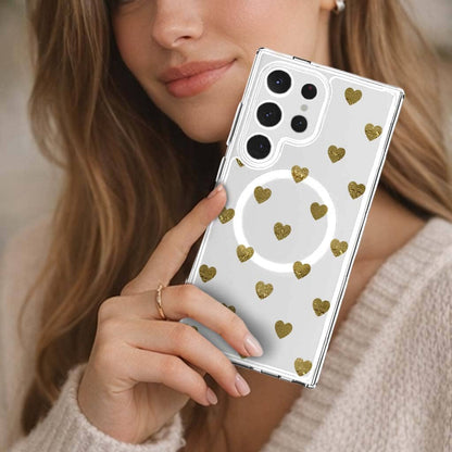 Samsung Galaxy S25 Ultra Gold Plum Heart Clear Case