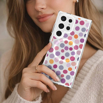 Samsung Galaxy S25 Ultra Purple Polka Dots Clear Case