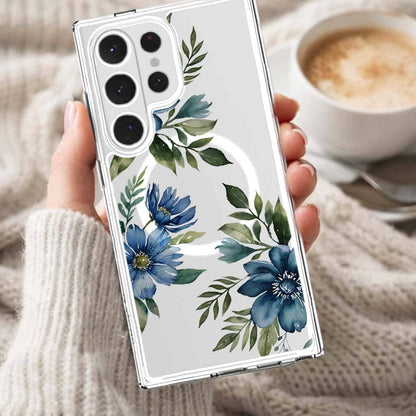 Samsung Galaxy S26 Ultra Blue Floral Clear Case