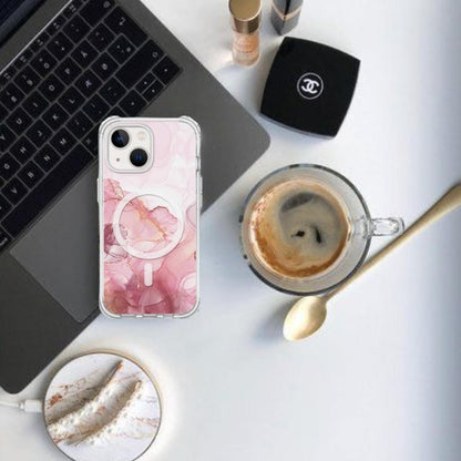 iPhone 15 Case With MagSafe - Pink Marble