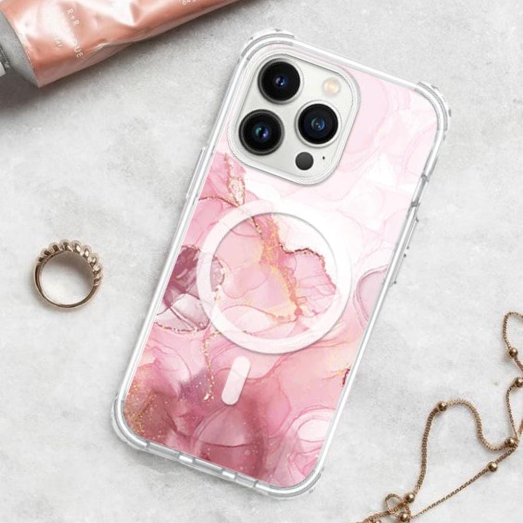 iPhone 15 Pro Max Case With MagSafe - Pink Marble