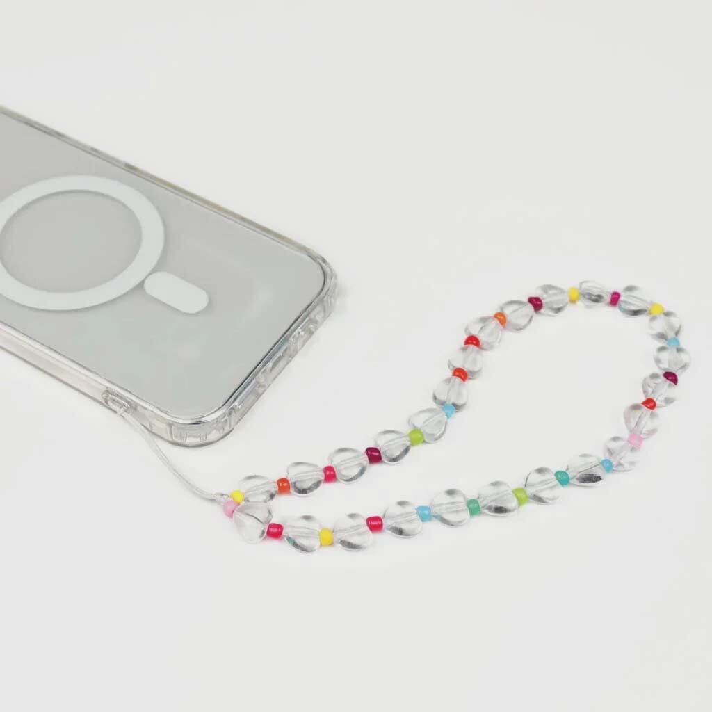 Hearts Rainbow Pearl Phone Charm