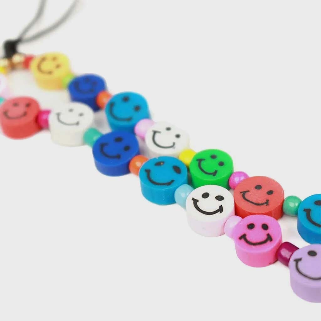 Rainbow Smiley Beaded Phone Charm