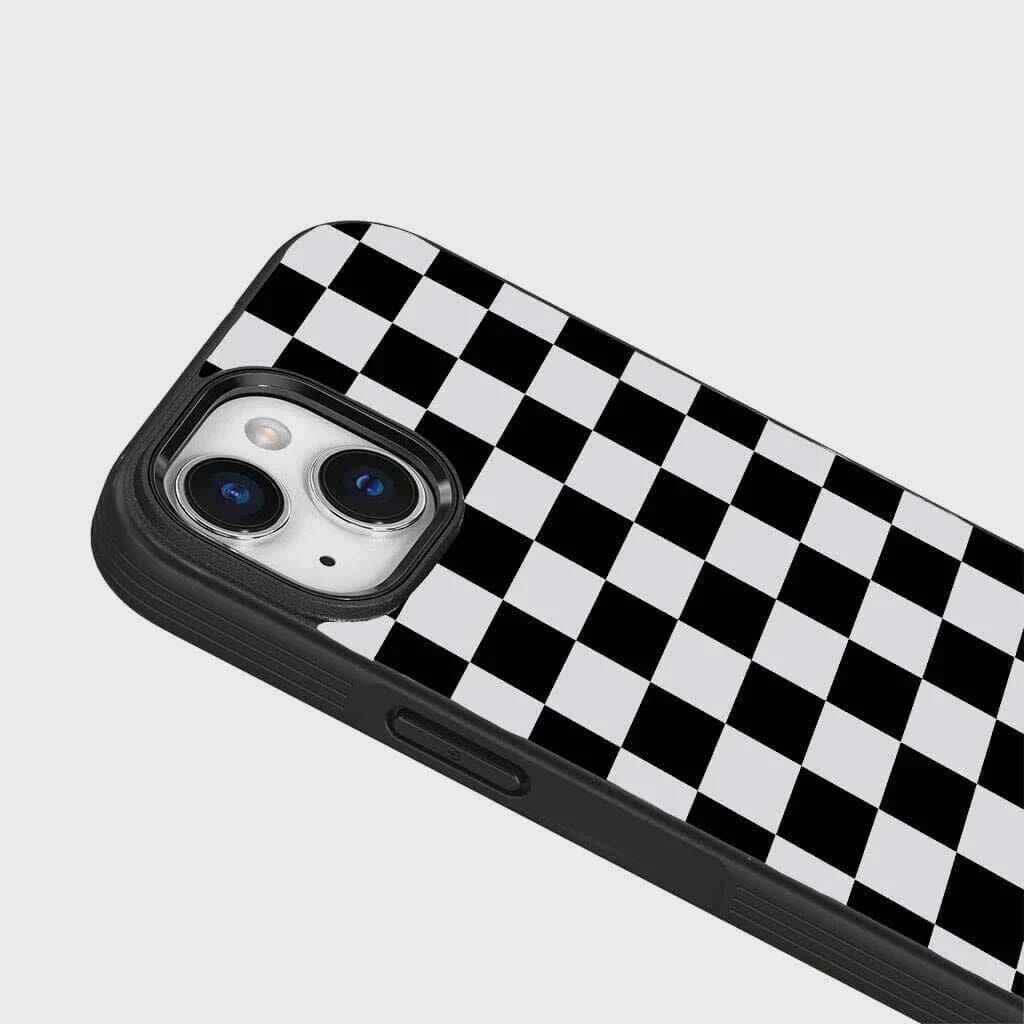 MagSafe iPhone 14 Black Checkerboard Print Case