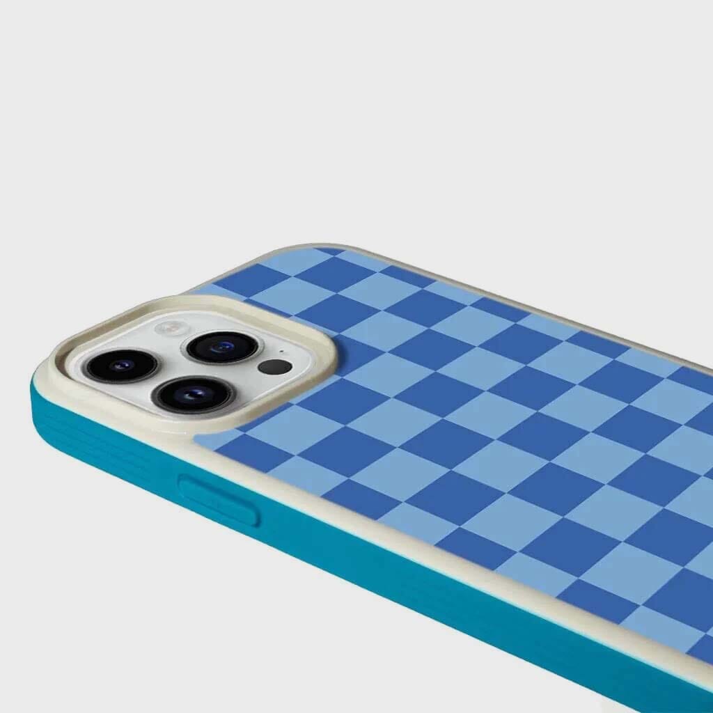 MagSafe iPhone 13 Pro Max Blue Checkerboard Print Case