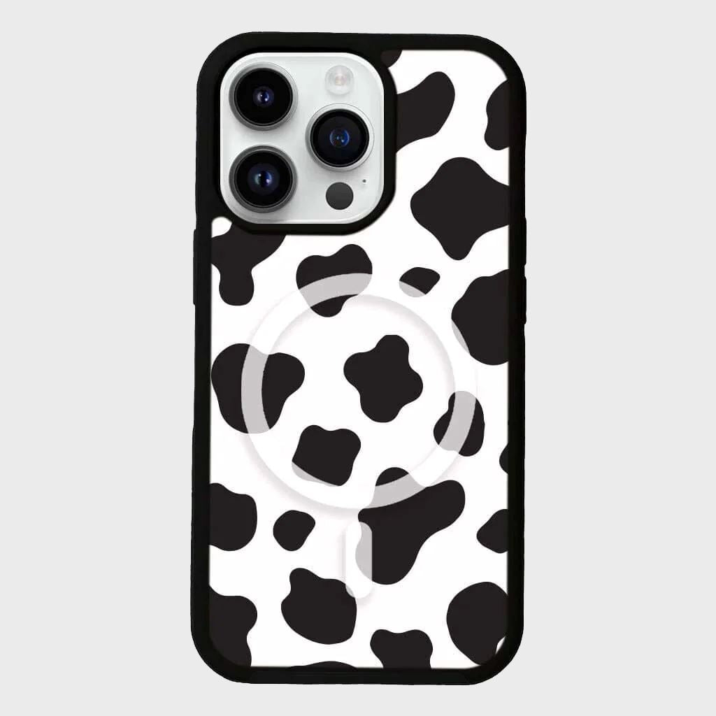 MagSafe iPhone 14 Pro Black Cow Print Case