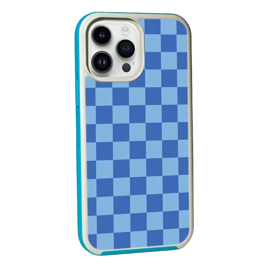 MagSafe iPhone 14 Pro Max Blue Checkerboard Print Case