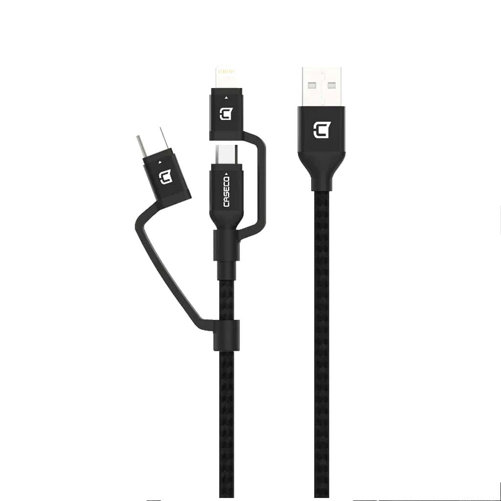 Braided 3 in 1 Cable - USB Type C, Micro USB and Lightning - 2 Meter Charge/Sync Cables Caseco 