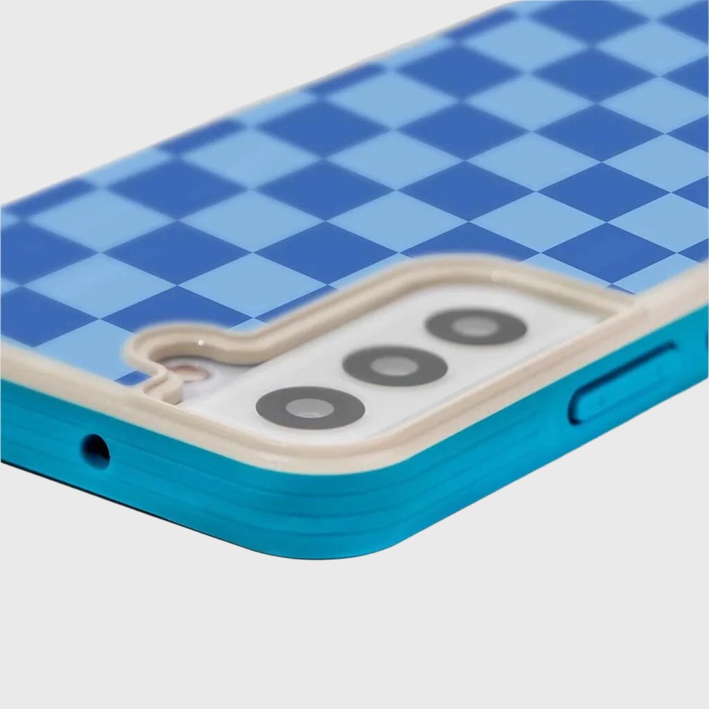 Blue Checkerboard Print Samsung S22 Case