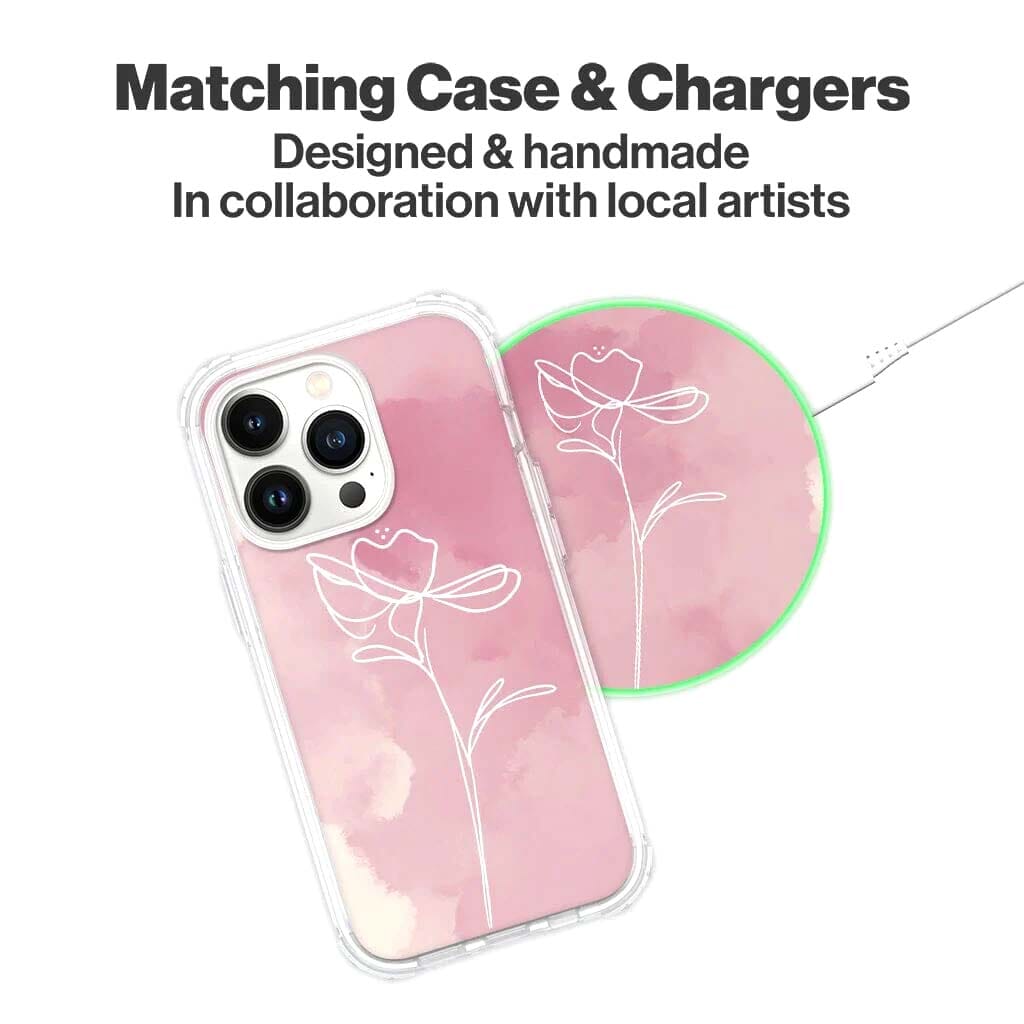 Pink Flower Design - Wireless Charging Pad