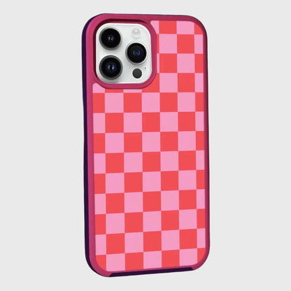 MagSafe iPhone 13 Pro Pink Checkerboard Print Case