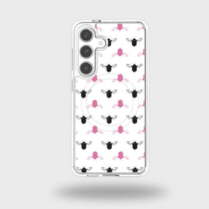 Samsung Galaxy S24 Clear Case - Black and Pink Bumble Design