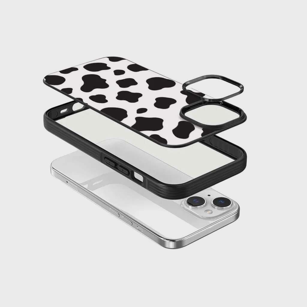 iPhone 15 Case With MagSafe - Black Cow Print