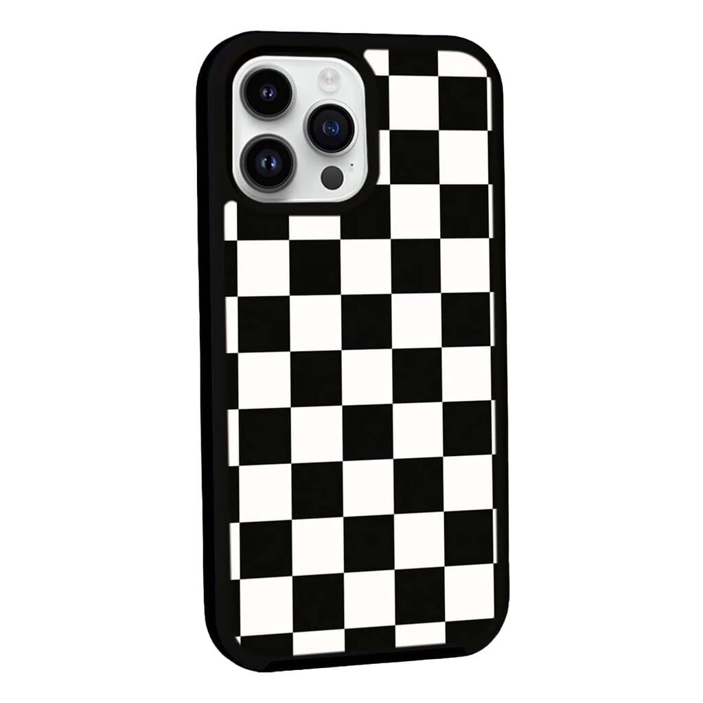 MagSafe iPhone 13 Pro Black Checkerboard Print Case
