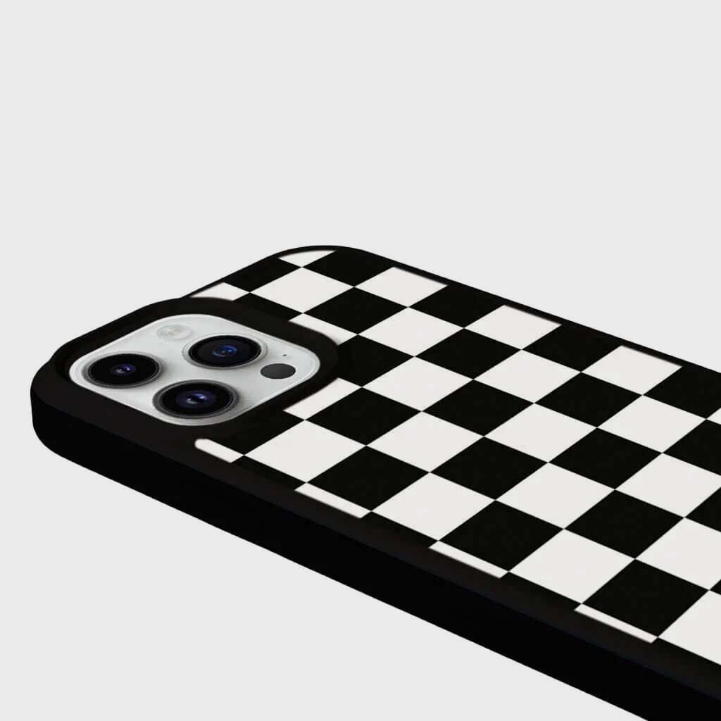 MagSafe iPhone 13 Pro Max Black Checkerboard Print Case